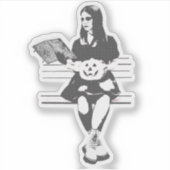 Gothic meisje met een eng kwaadaardige pompoen sticker (Voorkant)