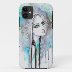 Gothic meisje met groene ogen, fantasie kunst iPhone 11 hoesje