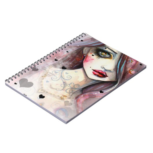 Gothic meisje met hart kunst notitieboek (Linkerzijde)