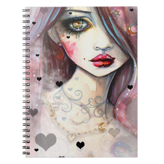 Gothic meisje met hart kunst notitieboek (Voorkant)