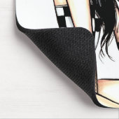 Gothic Meisje met hoofdtelefoon Mousepad Muismat (Hoek)