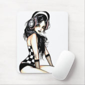 Gothic Meisje met hoofdtelefoon Mousepad Muismat (Met muis)