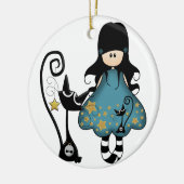 Gothic Meisje met kat Keramisch Ornament (Links)