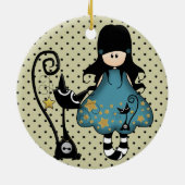 Gothic Meisje met kat Keramisch Ornament (Achterkant)