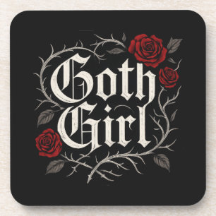 Gothic Meisje Red Rose Thorns Typografie Floral Go Bier Onderzetter