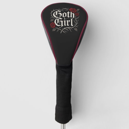 Gothic Meisje Rode Roos Bloemrijke Wijnstok Zwart  Golfheadcover (Voorkant)