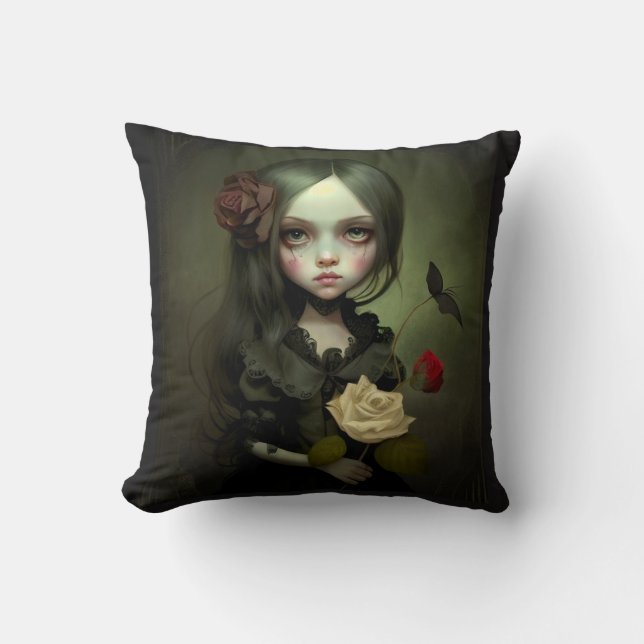 GOTHIC MEISJE SCHATTIG ZWART SIERKUSSEN (Voorkant)