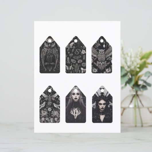 Gothic Meisje Scrapbook Ephemera labels (Staand voorkant)