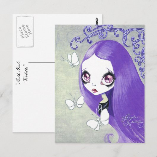 Gothic Meisje: "Violetta" Briefkaart (Voorkant / Achterkant)