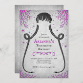 Gothic Meisje Vlechten Verjaardag Uitnodiging (Voorkant / Achterkant)