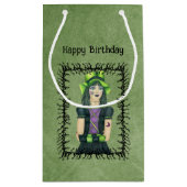 Gothic Meisje Zwart Barbed Branch Lijst Groene Ver Klein Cadeauzakje (Achterkant)