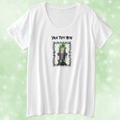 Gothic Meisje Zwart Barbed Lijst Groen Pet Tattoos Grote Maat T-shirt