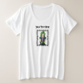 Gothic Meisje Zwart Barbed Lijst Groen Pet Tattoos Grote Maat T-shirt (Design voorkant)