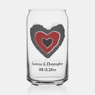 Gothic Melting Love Heart Custom Wedding Blikvorm Glas