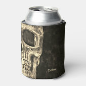 Gothic menselijke schedel Beige zwarte textuur Gru Blikjeskoeler (Blikje Voorkant)