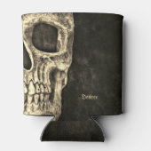 Gothic menselijke schedel Beige zwarte textuur Gru Blikjeskoeler (Achterkant)