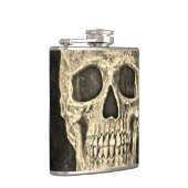 Gothic menselijke schedel Beige zwarte textuur Gru Heupfles (Rechts)