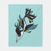 Gothic Mermaid Beauful Blue Green Ink Tekening Fleece Deken (Voorkant)