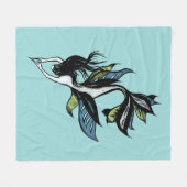 Gothic Mermaid Beauful Blue Green Ink Tekening Fleece Deken (Voorkant (Horizontaal))