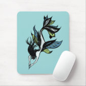 Gothic Mermaid Beauful Blue Green Ink Tekening Muismat (Met muis)