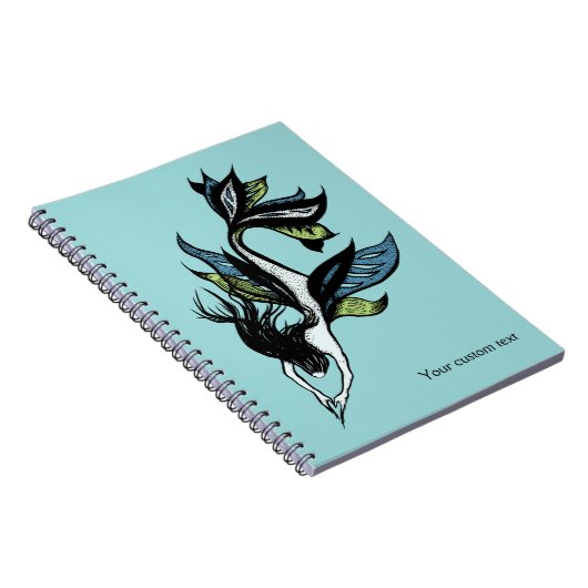Gothic Mermaid Beauful Blue Green Ink Tekening Notitieboek (Rechterzijde)