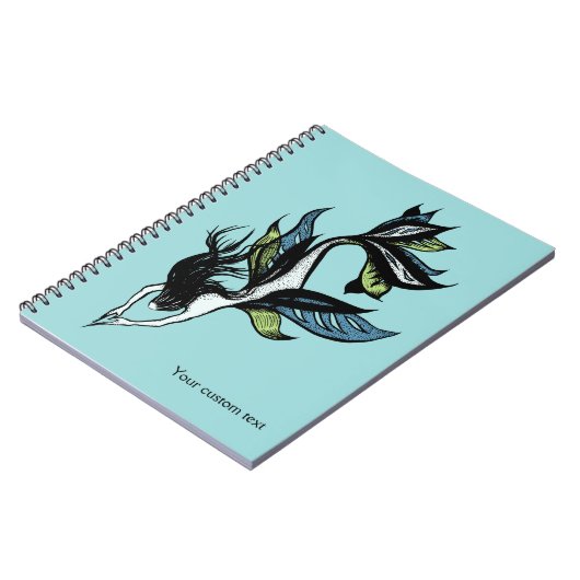 Gothic Mermaid Beauful Blue Green Ink Tekening Notitieboek (Linkerzijde)