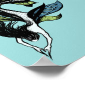 Gothic Mermaid Beauful Blue Green Ink Tekening Poster (Hoek)