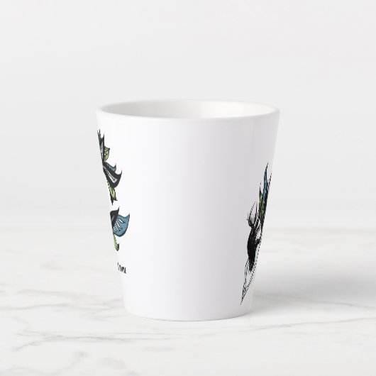 Gothic Mermaid Beauful Ink Tekening Name Latte Mok (Voorkant)