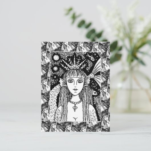 GOTHIC MERMAID, BLACK ZEE SIREN FANTASY WHIMSY BRIEFKAART (Staand voorkant)