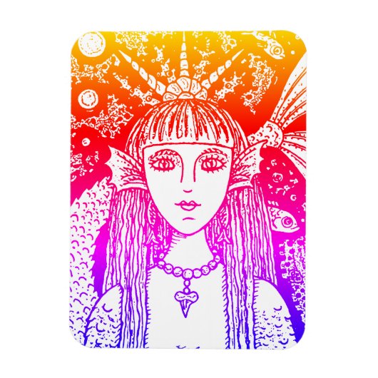 GOTHIC MERMAID, BLACK ZEE SIREN FANTASY WHIMSY MAG MAGNEET (Verticaal)