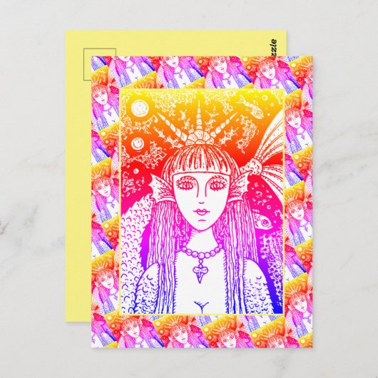 GOTHIC MERMAID, BLACK ZEE SIREN FANTASY WHIMSY POS BRIEFKAART (Voorkant / Achterkant)