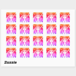 GOTHIC MERMAID, BLACK ZEE SIREN FANTASY WHIMSY SQU VIERKANTE STICKER