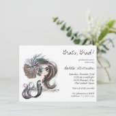 Gothic Mermaid | Cool Dark Rebel Afstuderen Invita Kaart (Staand voorkant)
