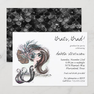 Gothic Mermaid   Cool Dark Rebel Afstuderen Invita Kaart