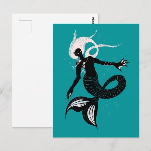 Gothic Mermaid Dark Fantasy Zee Creater Briefkaart (Voorkant / Achterkant)