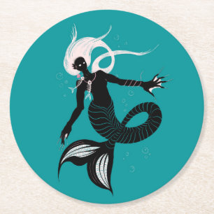 Gothic Mermaid Dark Fantasy Zee Creater Ronde Kartonnen Onderzetter