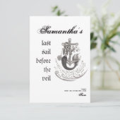 Gothic Mermaid Last Sail Veil Bachelorette Party Bedankkaart (Staand voorkant)