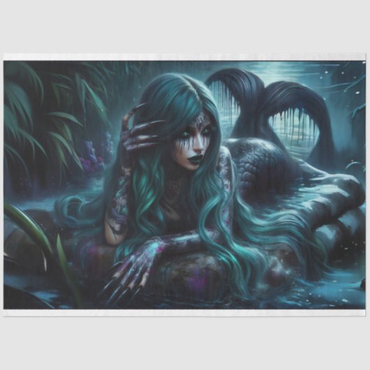Gothic Mermaid Night Tissue Paper Tissuepapier (Voorkant)