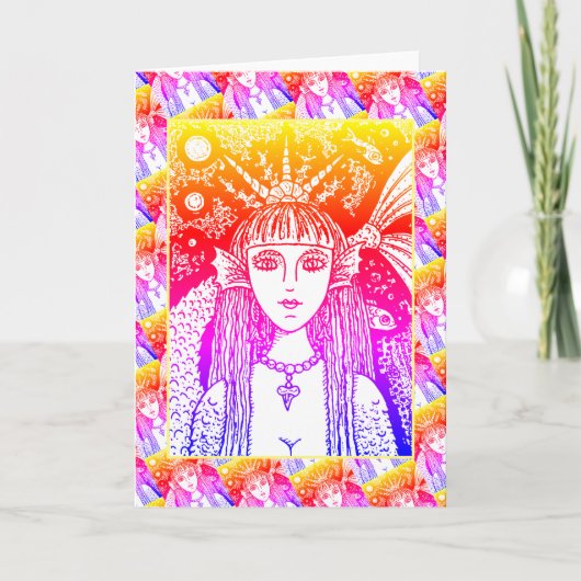 GOTHIC MERMAID, ZWARTE ZEE ZWART FANTASY WHIMSY Bl Kaart (Voorkant)