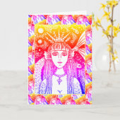 GOTHIC MERMAID, ZWARTE ZEE ZWART FANTASY WHIMSY Bl Kaart (Gele Bloem)