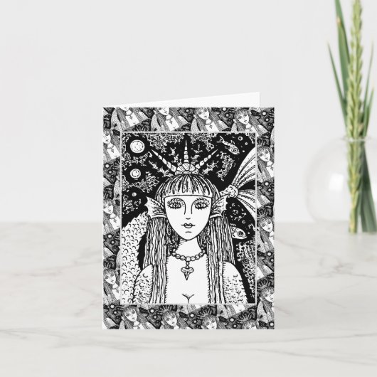 GOTHIC MERMAID, ZWARTE ZEE ZWART FANTASY WHIMSY Bl Kaart (Voorkant)