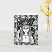 GOTHIC MERMAID, ZWARTE ZEE ZWART FANTASY WHIMSY Bl Kaart (Gele Bloem)