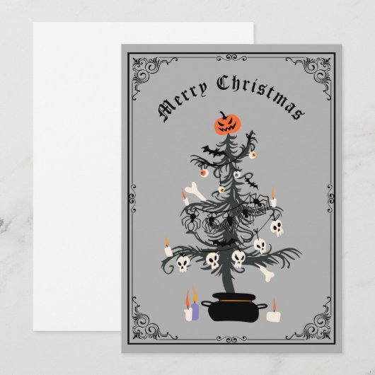 Gothic Merry-kerstboom Feestdagenkaart (Voorkant / Achterkant)
