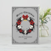 Gothic Merry Kerstmis Wreath Holiday Kaart (Staand voorkant)