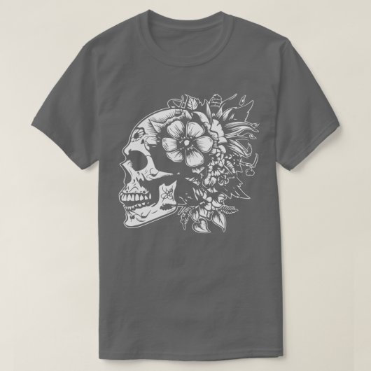 Gothic met bloemen ontwerp t-shirt (Design voorkant)