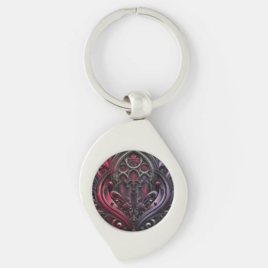 Gothic Metal Sleutelhanger met Crimson Roos Design (Voorkant)