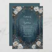 Gothic Midnight Blue Forest White Peony Celestial Kaart (Voorkant / Achterkant)