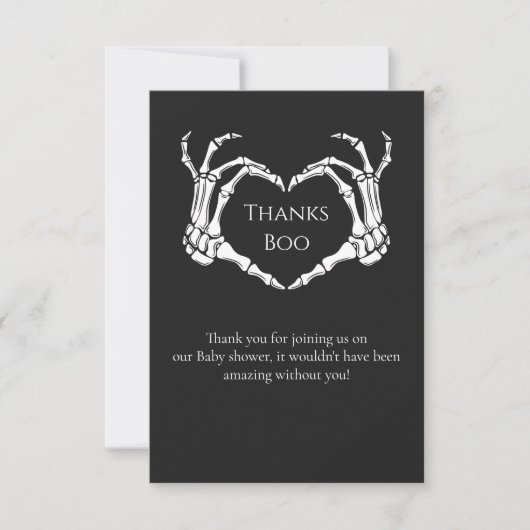 Gothic Minimal Skeleton Baby shower Dank u Kaart (Voorkant)
