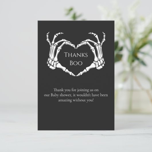 Gothic Minimal Skeleton Baby shower Dank u Kaart (Staand voorkant)