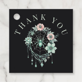 Gothic Mint Green Floral Spiderweb Bedankt Bedankjes Labels